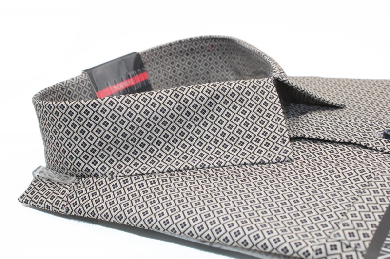                              NM h.u normál fit elasztikus ing - Barna mintás Hosszúujjú ing