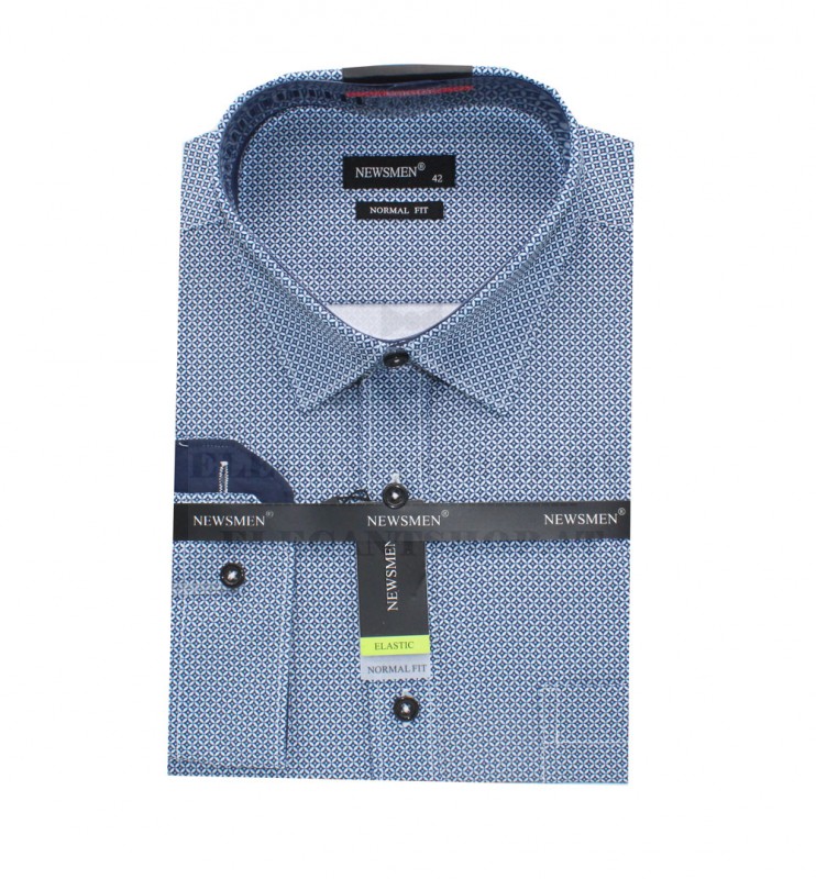                              NM h.u normál fit elasztikus ing - Kék mintás Mintás ing