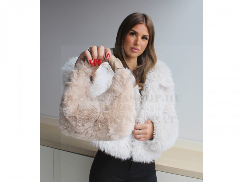                                     Szőrmés kézitáska - 24x21 cm Női táska, pénztárca, öv