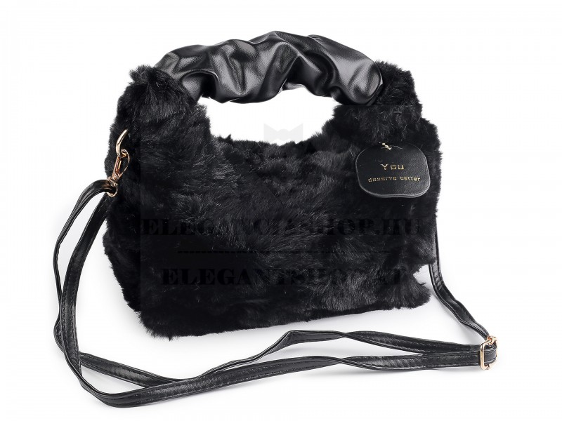                                     Szőrmés kézitáska - 24x21 cm Női táska, pénztárca, öv