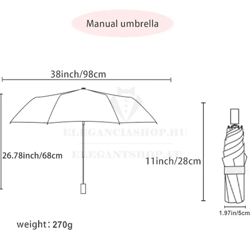 Unisex összecsukható UV szürős esernyő Unisex összecsukható UV szürős esernyő