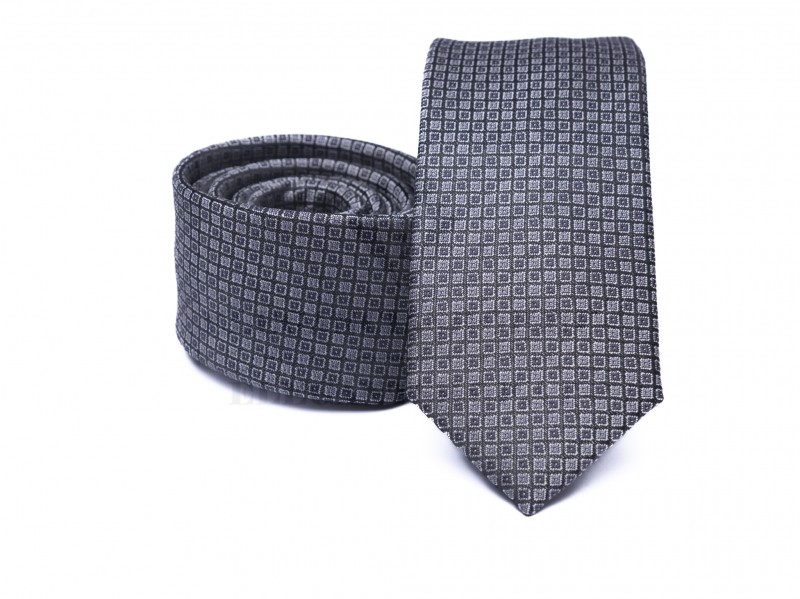 Prémium slim nyakkendő - Sötétszürke kockás    Prémium slim nyakkendő - Sötétszürke kockás