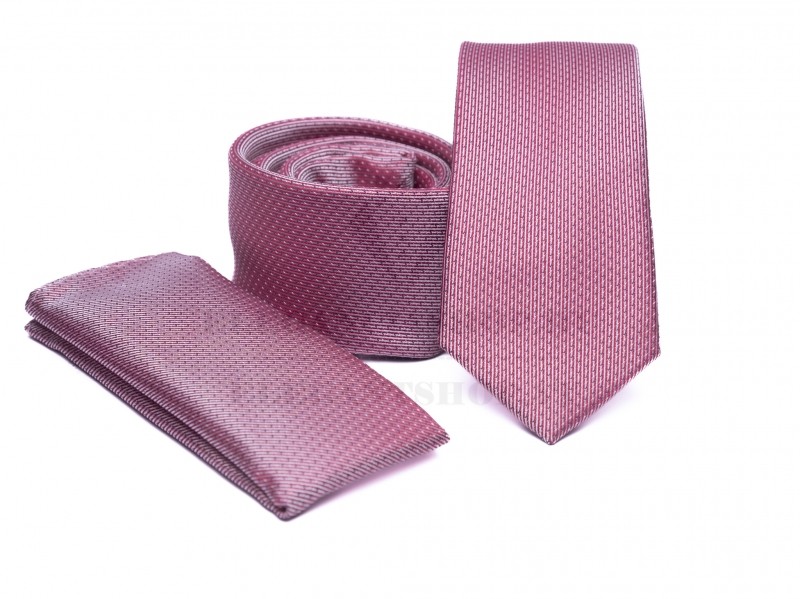    Prémium slim nyakkendő szett - Rózsaszín Aprómintás nyakkendő