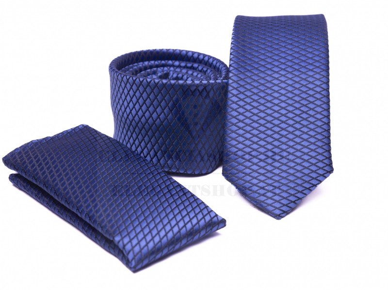 Prémium slim nyakkendő szett - Kék mintás Aprómintás nyakkendő    Prémium slim nyakkendő szett - Kék mintás Aprómintás nyakkendő