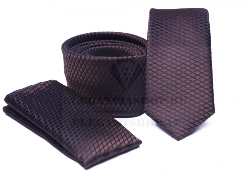 Prémium slim nyakkendő szett - Sötétbordó Aprómintás nyakkendő    Prémium slim nyakkendő szett - Sötétbordó Aprómintás nyakkendő