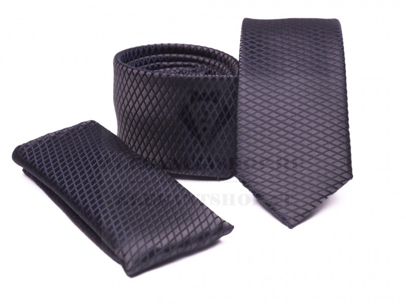 Prémium slim nyakkendő szett - Sötétszürke Aprómintás nyakkendő    Prémium slim nyakkendő szett - Sötétszürke Aprómintás nyakkendő