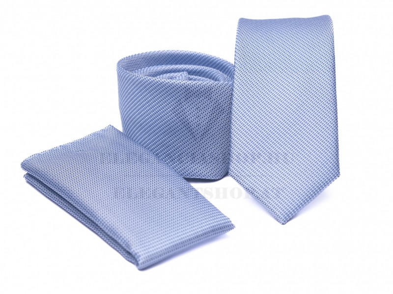 Prémium slim nyakkendő szett - Világoskék Aprómintás nyakkendő    Prémium slim nyakkendő szett - Világoskék Aprómintás nyakkendő