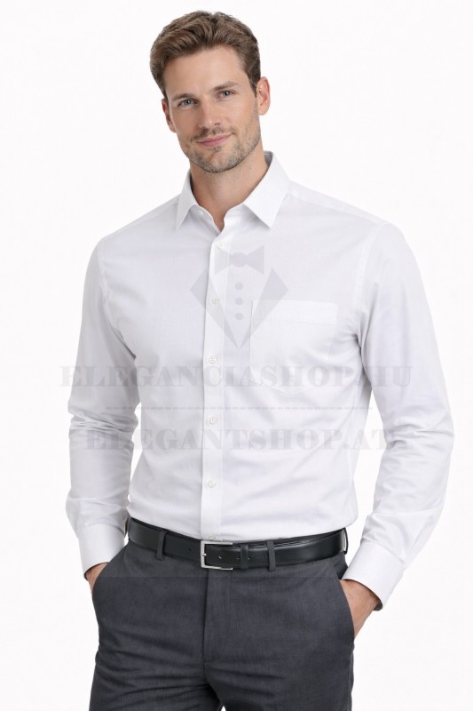      Newsmen bambusz elasztikus h.u ing - Fehér Egyszínű ing