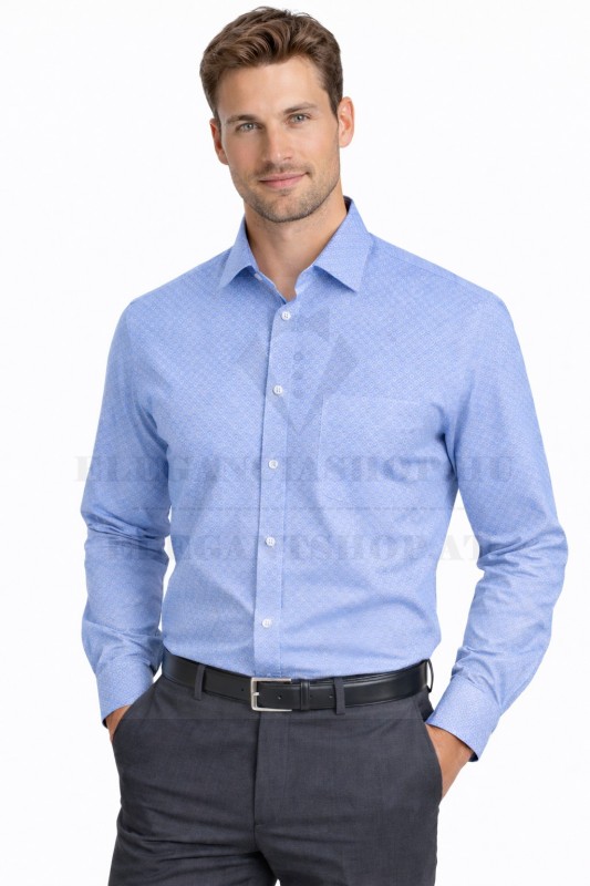                              NM h.u normál fit elasztikus ing - Világoskék mintás Hosszúujjú ing