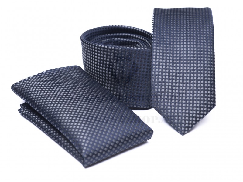    Prémium slim nyakkendő szett - Kék Aprómintás nyakkendő