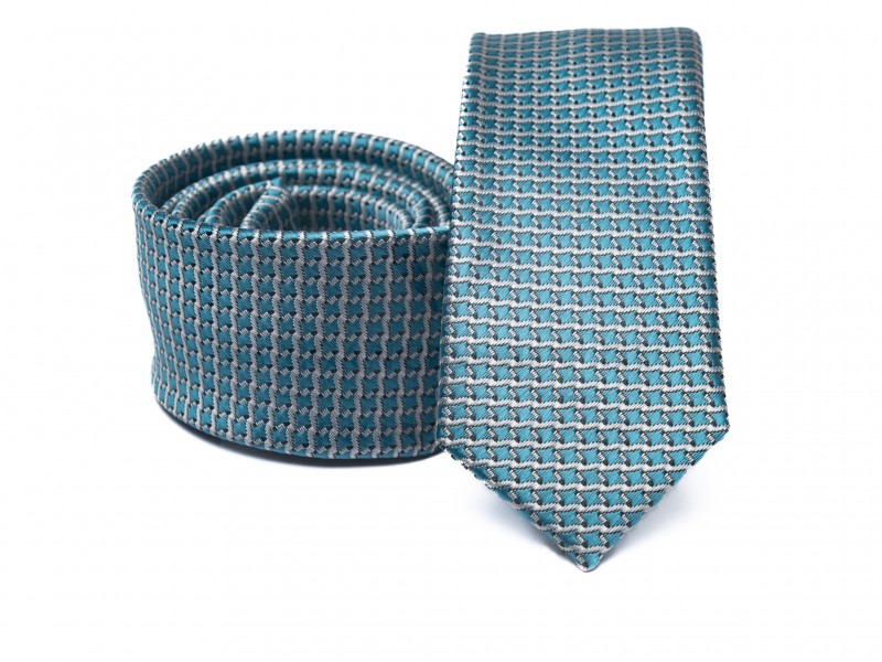    Prémium slim nyakkendő - Türkíz mintás