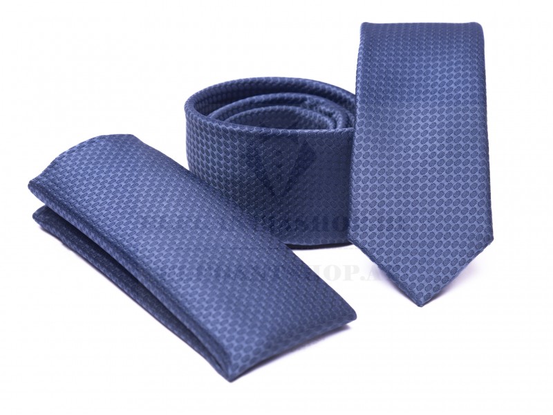    Prémium slim nyakkendő szett - Kék aprópöttyös Aprómintás nyakkendő