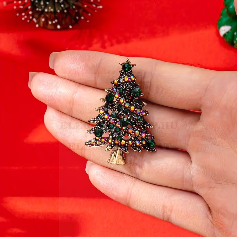                                                             Strassz karácsonyfa bross Kitűzők, Brossok
