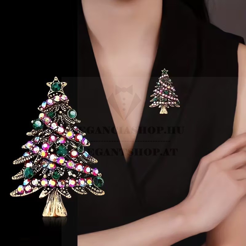                                            Bross karácsonyfa kövekkel Kitűzők, Brossok