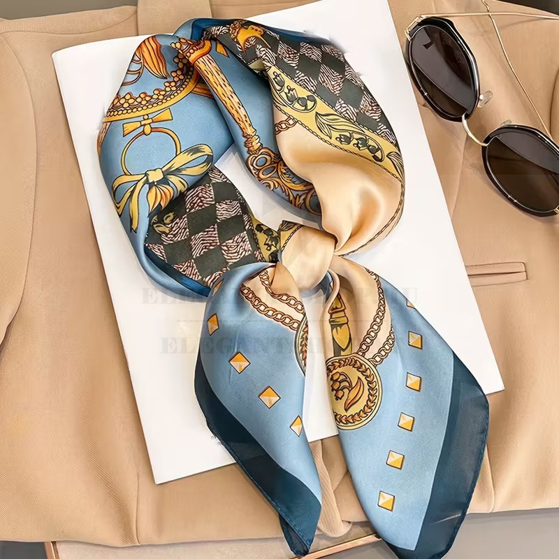 Unisex exklúzív szatén sál - Kék mintás Unisex exklúzív szatén sál - Kék mintás