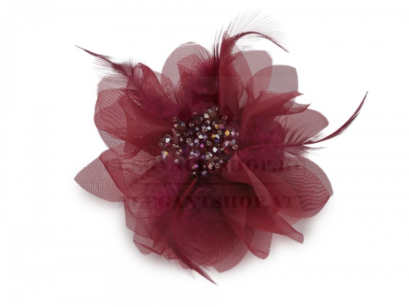                    Bross csiszolt üveggyöngyökkel és tollal Kitűzők, Brossok