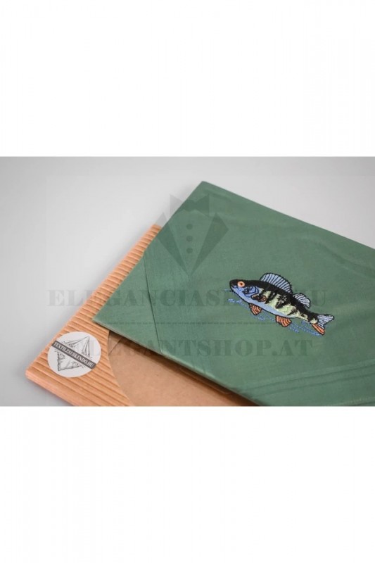                  Hímzett pamut zsebkendő - Sügér Pamut zsebkendő