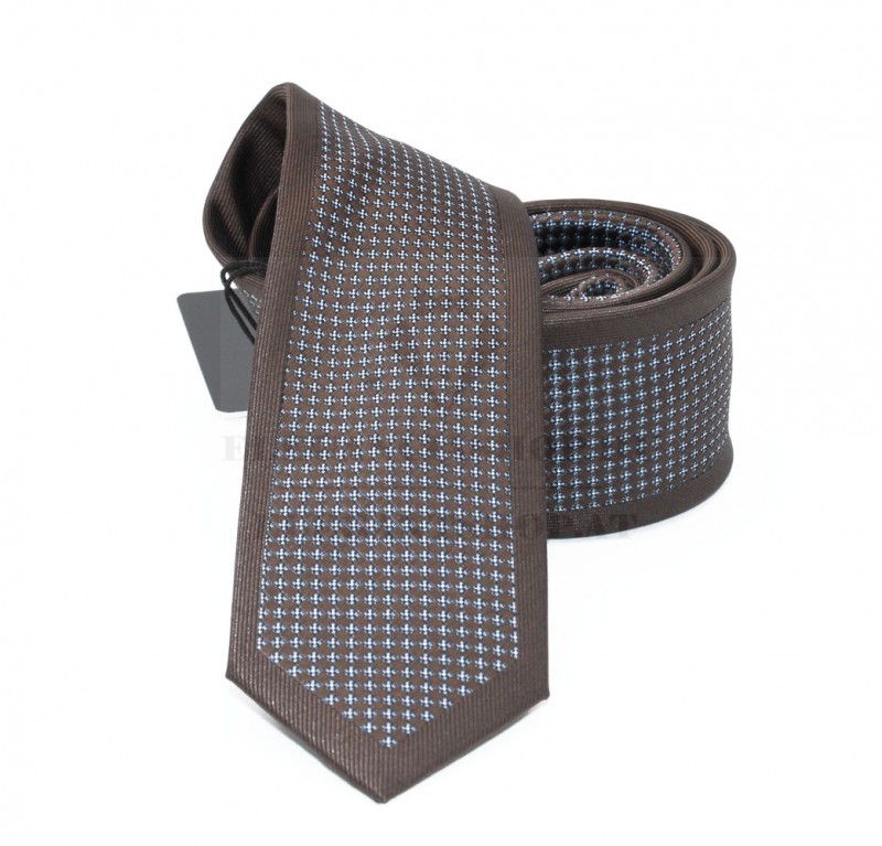                    NM slim szövött nyakkendő - Barna aprópöttyös Aprómintás nyakkendő