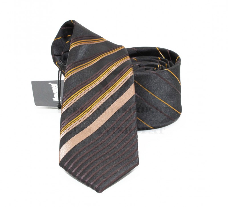                    NM slim szövött nyakkendő - Barna csíkos Aprómintás nyakkendő
