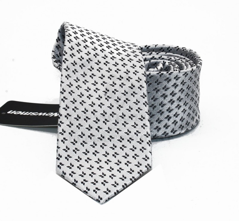                    NM slim szövött nyakkendő - Ezüst aprómintás