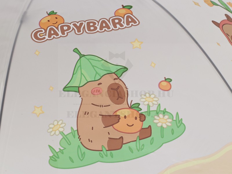        Gyerek átlátszó kilövős esernyő kapibara Gyerek esernyő, esőkabát