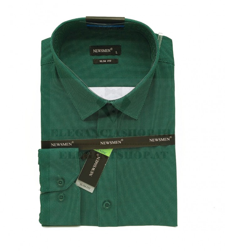             NM h.u slim elasztikus ing - Zöld aprómintás Slim, Smart fazon