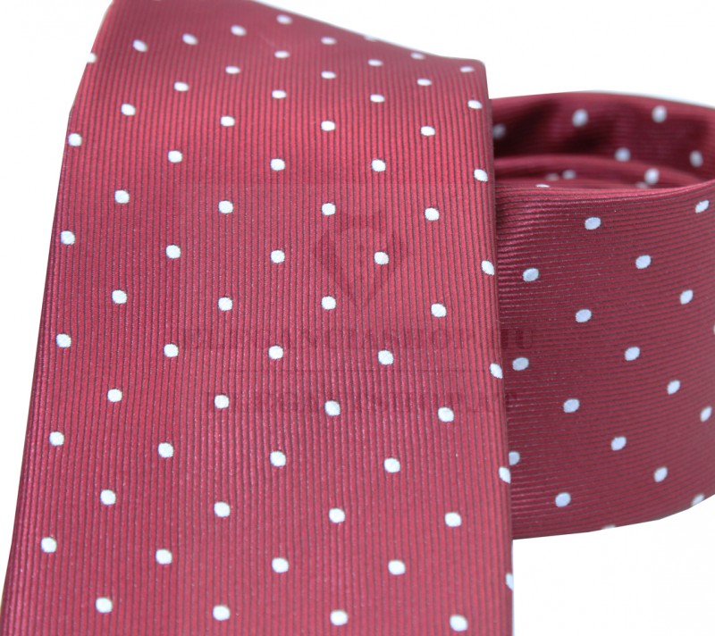 NM normál nyakkendő - Bordó pöttyös Aprómintás nyakkendő NM normál nyakkendő - Bordó pöttyös Aprómintás nyakkendő