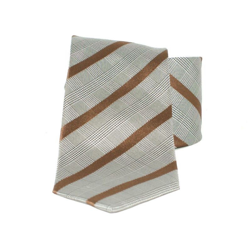 Saint Michael selyem nyakkendő - Szürke-barna csíkos Selyem nyakkendők
