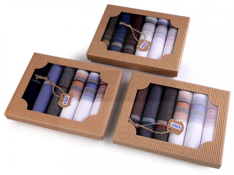      Díszdobozos zsebkendő szett - 6 db/csomag Pamut zsebkendő