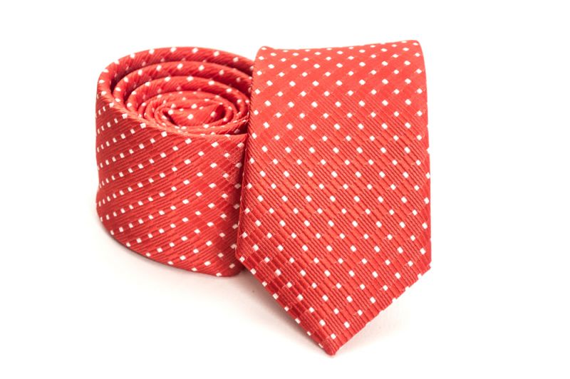 Prémium slim nyakkendő - Piros mintás
