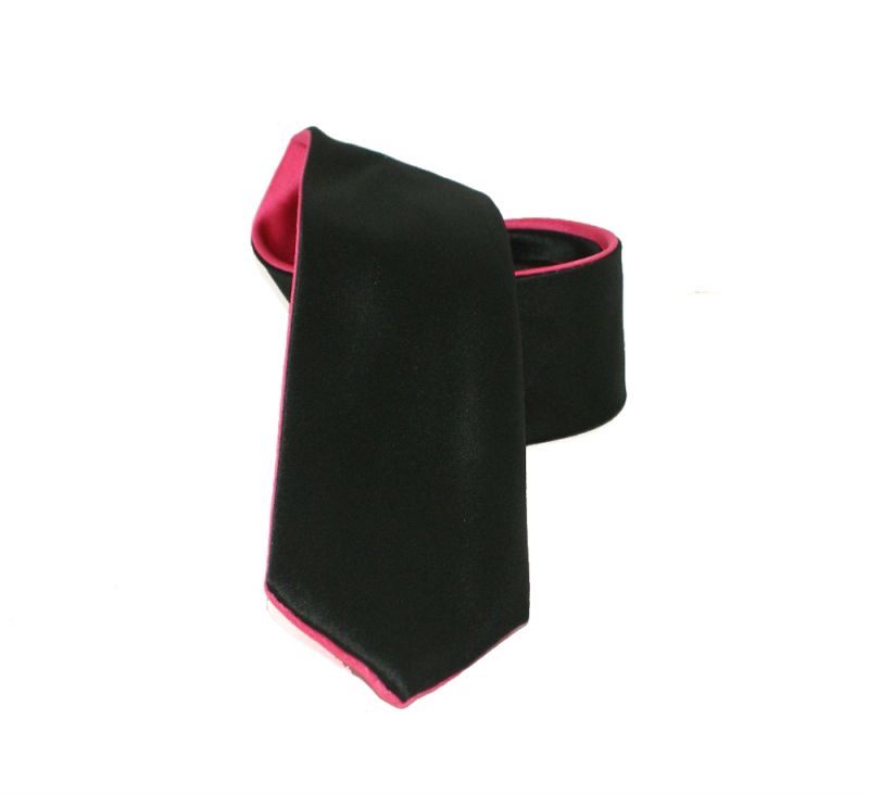 Goldenland 2in1 slim nyakkendő - Fekete-pink Egyszínű nyakkendő
