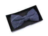 Gyapjú csokornyakkendő dobozban - Kék kockás Csokornyakkendő