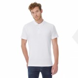  B&C férfi pamut galléros póló - Fehér Férfi pólók,pulóverek