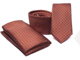    Prémium slim nyakkendő szett - Rozsdabarna mintás