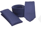    Prémium slim nyakkendő szett - Kék pöttyös