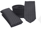    Prémium slim nyakkendő szett - Fekete aprópöttyös