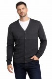                                 Férfi pamut gombos kardigán - Sötétszürke Férfi pólók,pulóverek