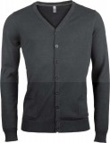 Férfi pamut gombos kardigán - Sötétszürke