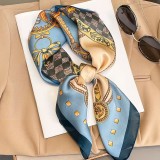   Unisex exklúzív szatén sál - Kék mintás