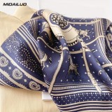   Unisex exklúzív selyem sál - Kék mintás