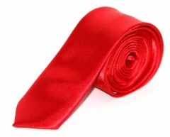 Szatén slim nyakkendő - Meggypiros Egyszínű nyakkendő