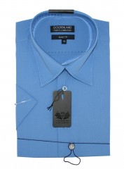                 Goldenland rövidujjú slim ing - Tengerkék Egyszínű ing