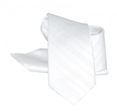 Zsorzsett szatén szett - Fehér csíkos Nyakkendők esküvőre