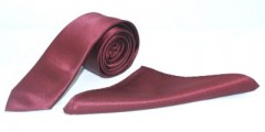 Goldenland slim szett - Bordó szatén Egyszínű nyakkendő