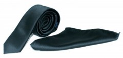 Goldenland slim szett - Fekete szatén Egyszínű nyakkendő