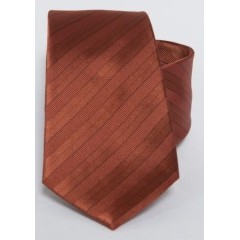 Prémium selyem nyakkendő - Téglavörös csíkos Csíkos nyakkendő