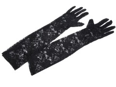 Hosszú alkalmi csipkekesztyű - Fekete Női kesztyű, téli sál