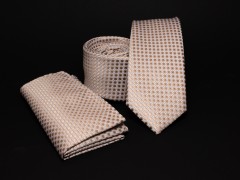    Prémium slim nyakkendő szett - Drapp pöttyös Szettek