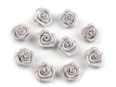         Mini textil virág 10 db/csomag - Ezüst Kitűzők, Brossok
