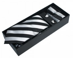   NM nyakkendő szett - Ezüst-fekete csíkos 